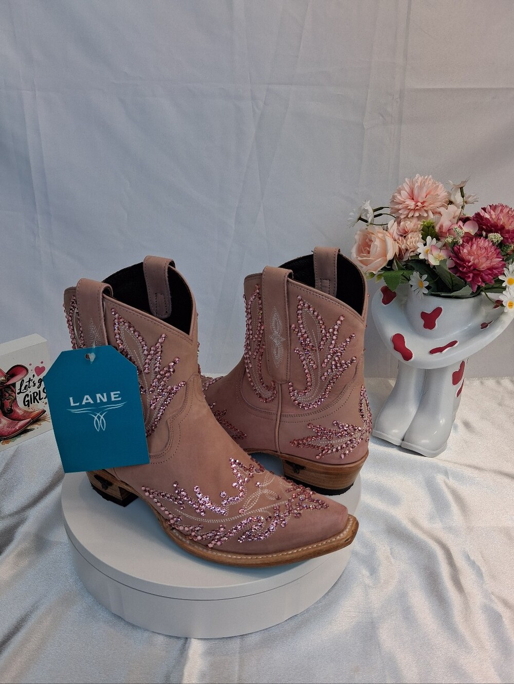 LANE Lexington Cowgirl Boots W/SWAROVSKI Crystals 7.5